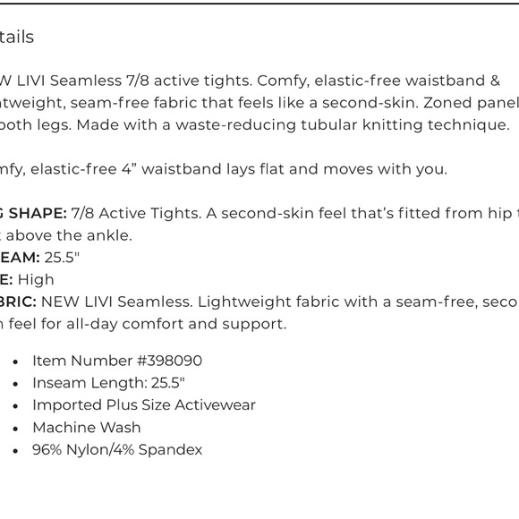 NWT Livi Active Sz 18/20 Horizon Blue 7/8 legging with quilted details down side - Picture 4 of 5